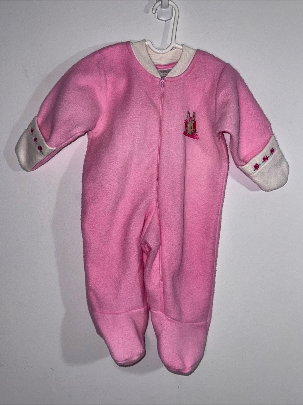 Vintage Beatrix Potter Quiltex Baby Pink Fleece Footed Sleeper 0-6M Bunny